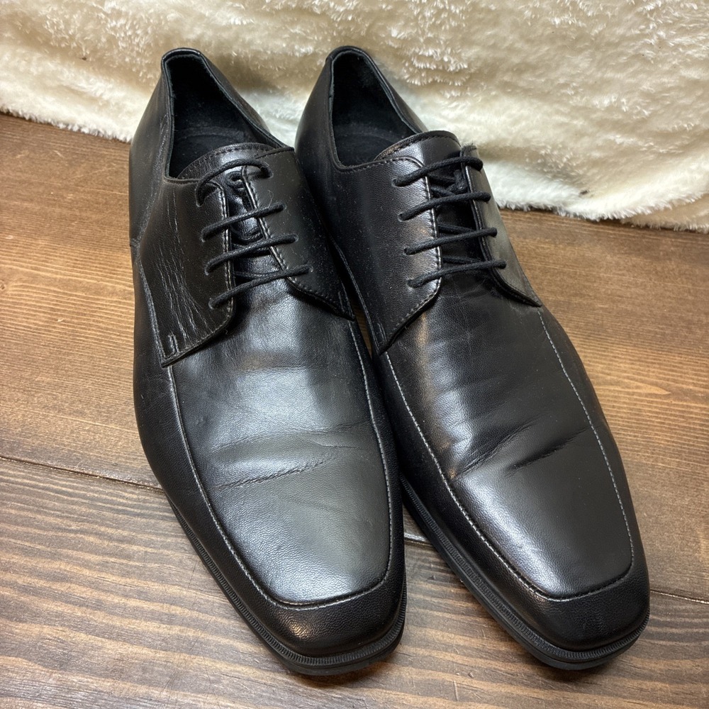Men's Broletto Italian Leather Oxford Dress Shoes Black 10.5M GUC